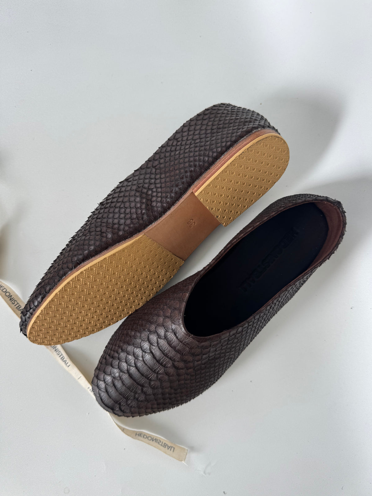 HEDONISTBALI genuine python skin ballet flats in brown, handmade in Bali - photo 12