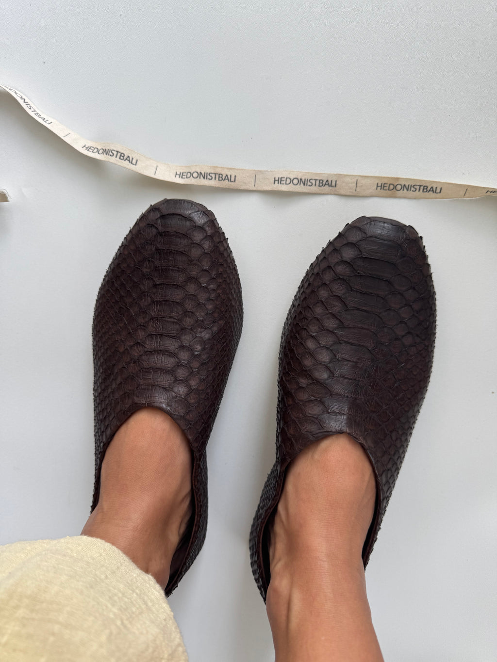 Genuine brown python skin ballet flats, made to order by HEDONISTBALI in Bali - photo 8