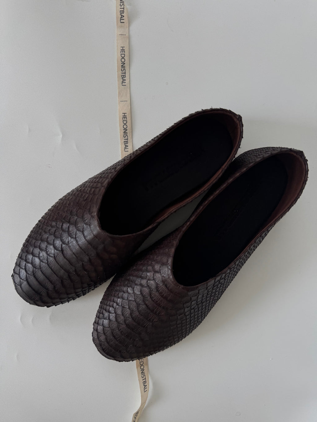 Handmade brown genuine python skin ballet flats by HEDONISTBALI, made to order in Bali - photo 1