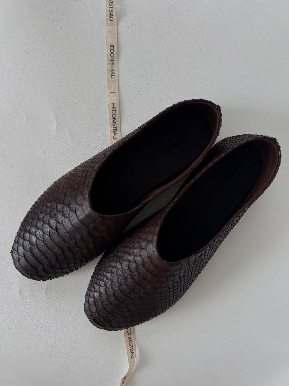 Handmade brown genuine python skin ballet flats by HEDONISTBALI, made to order in Bali - photo 1