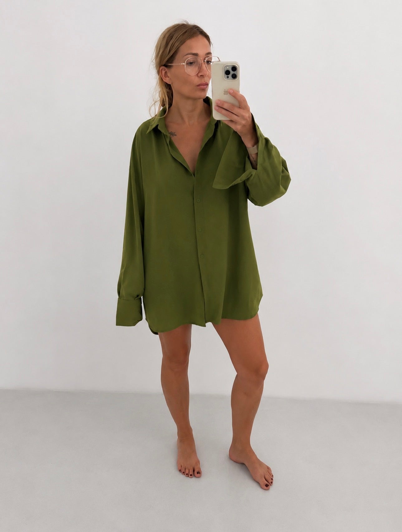 Oversized Khaki Linen Shirt MALDI