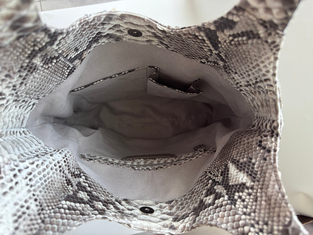 Big soft python skin tote bag, natural uncolored snakeskin, HEDONISTBALI - photo 6