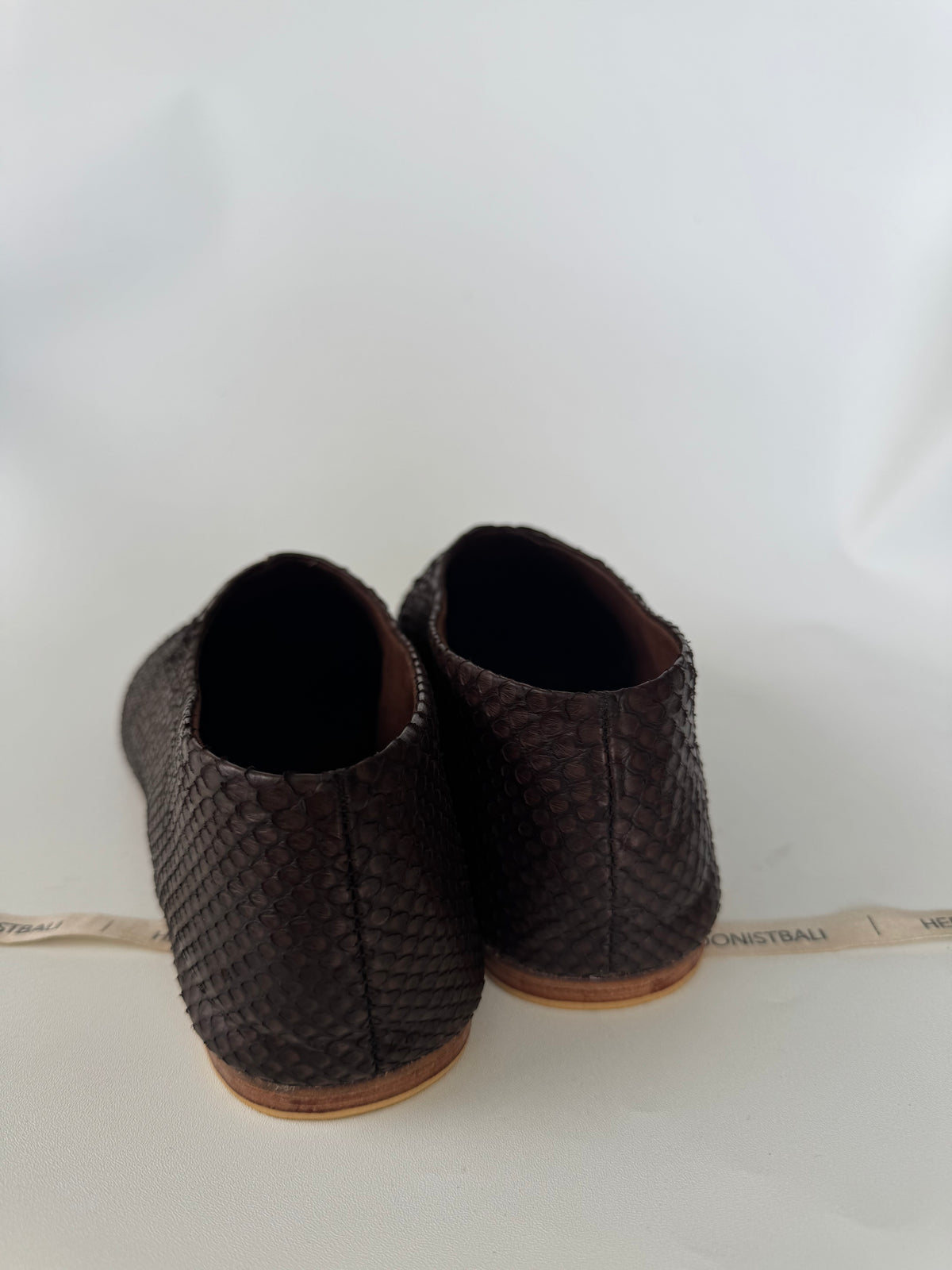 Genuine python skin ballet flats in brown, natural snake scale pattern, HEDONISTBALI - photo 3