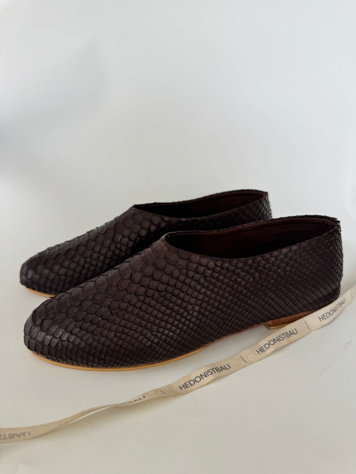 HEDONISTBALI handmade python skin ballet flats in brown, unique natural pattern - photo 6