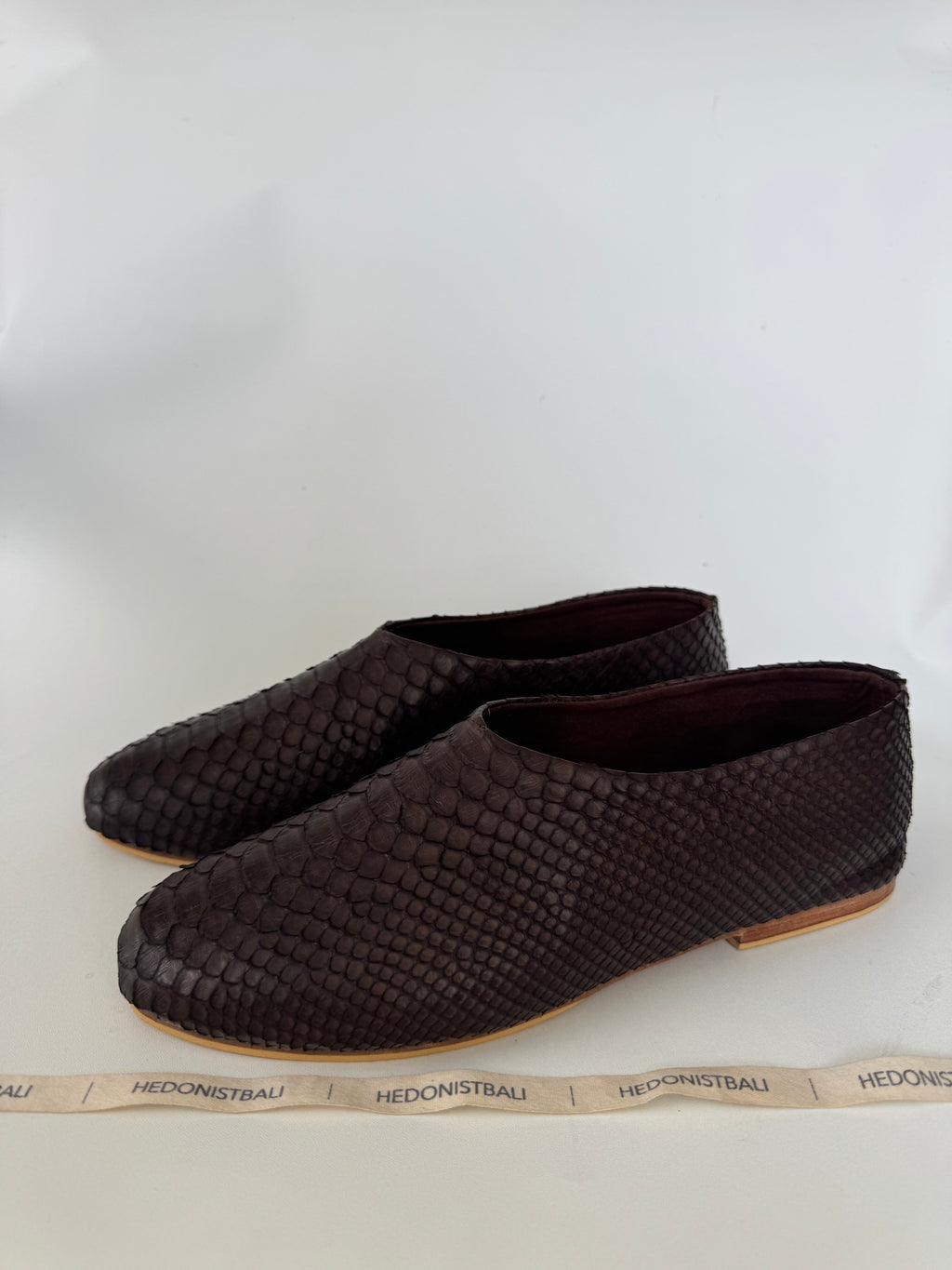 Made-to-order brown python skin ballet flats, handmade by HEDONISTBALI in Bali - photo 4