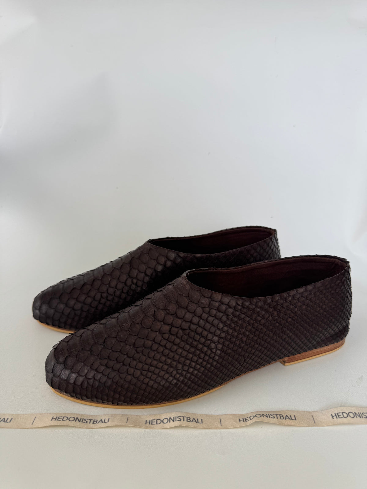 Made-to-order brown python skin ballet flats, handmade by HEDONISTBALI in Bali - photo 4