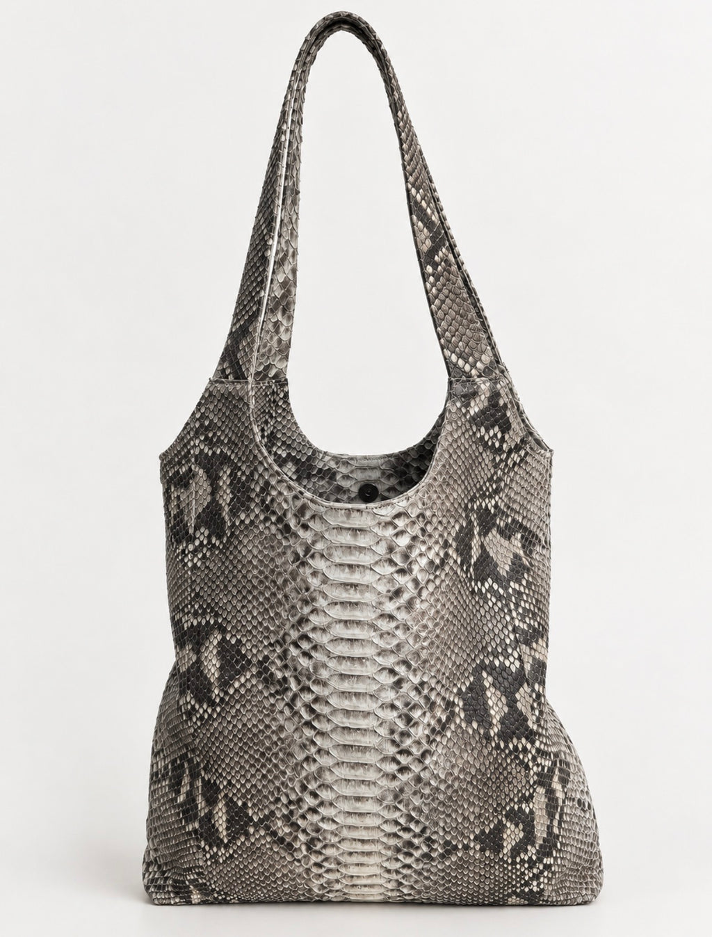 Big soft tote shopper bag in genuine gray python skin, handmade in Bali by HEDONISTBALI - photo 1