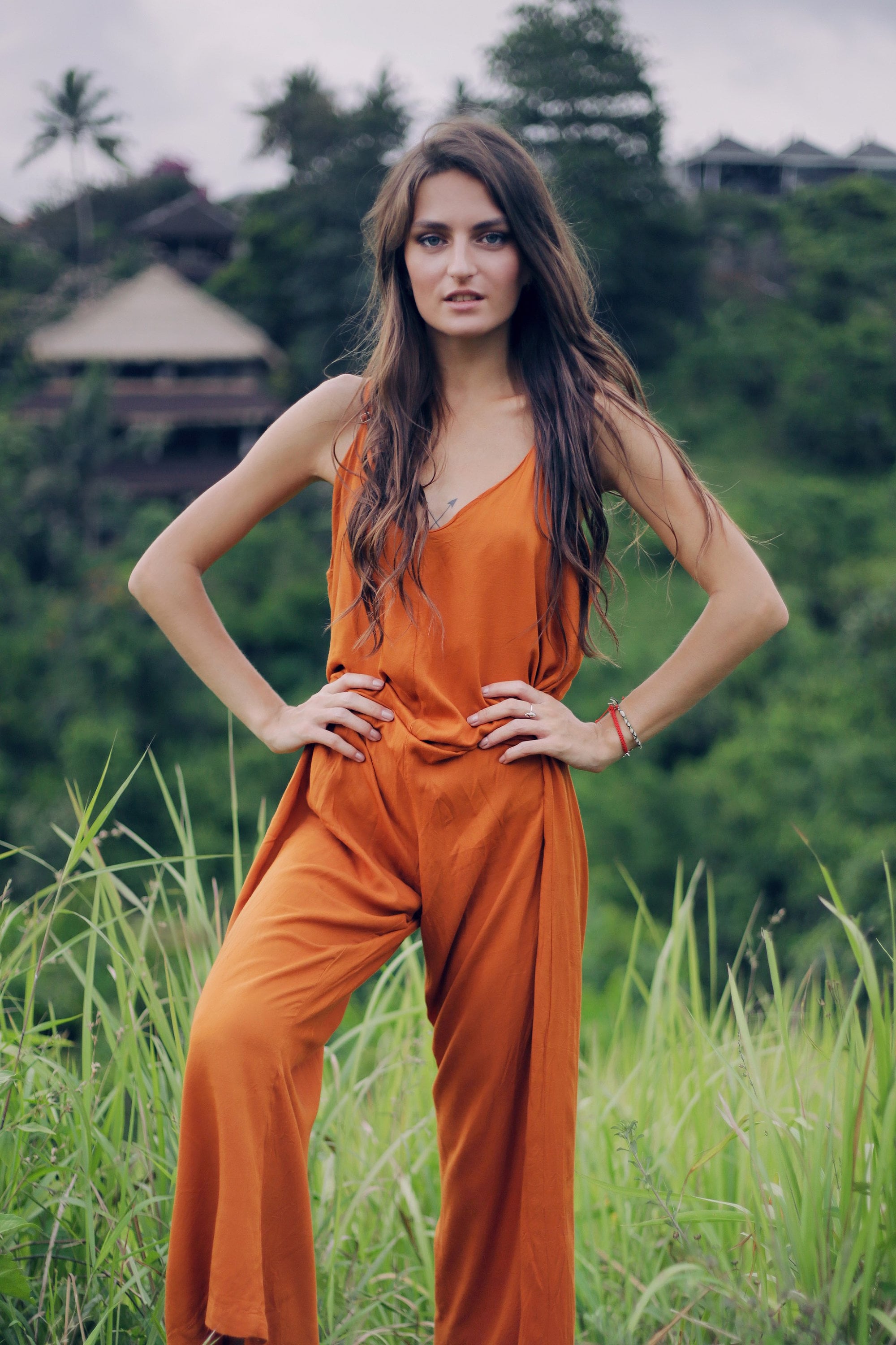 Jumpsuit Women Summer Terracota Orange Classy Outfit