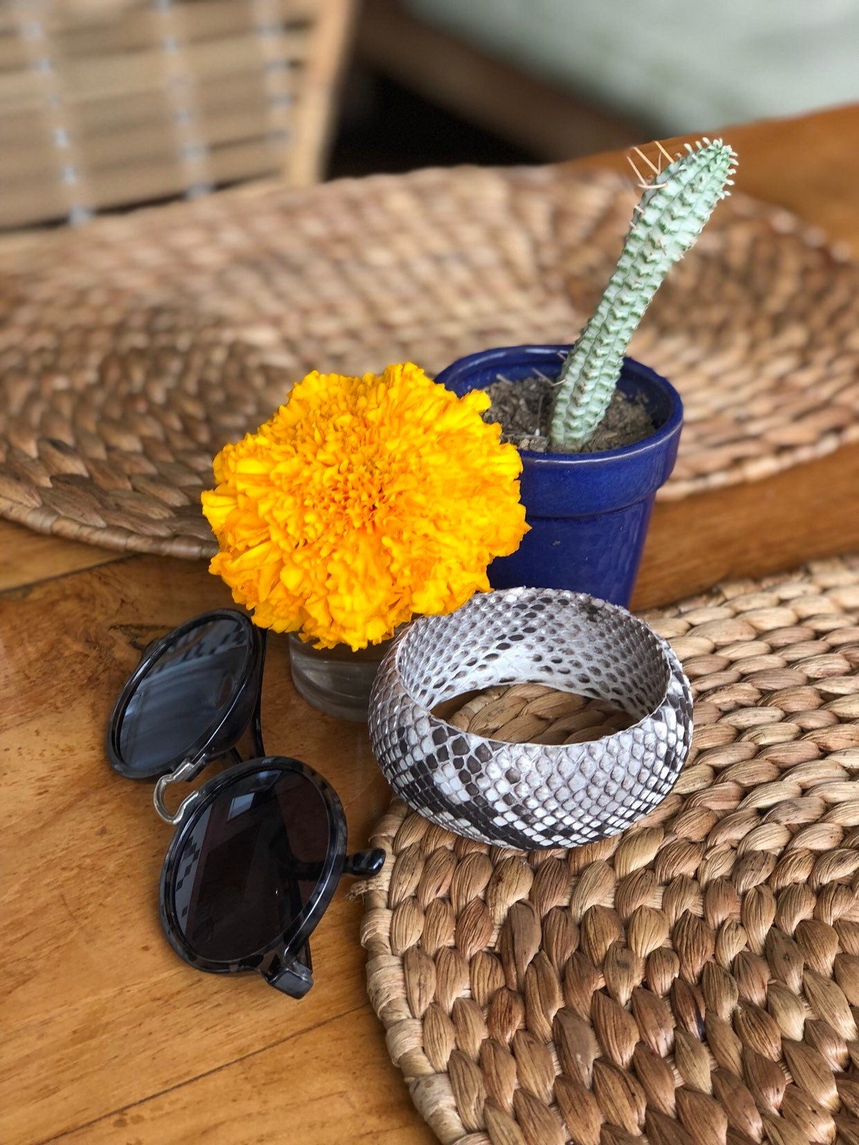 READY TO SHIP Genuine python skin  round bracelet, pythonskin leather bracelet, bangle gray leather bracelet, wide bracelet python