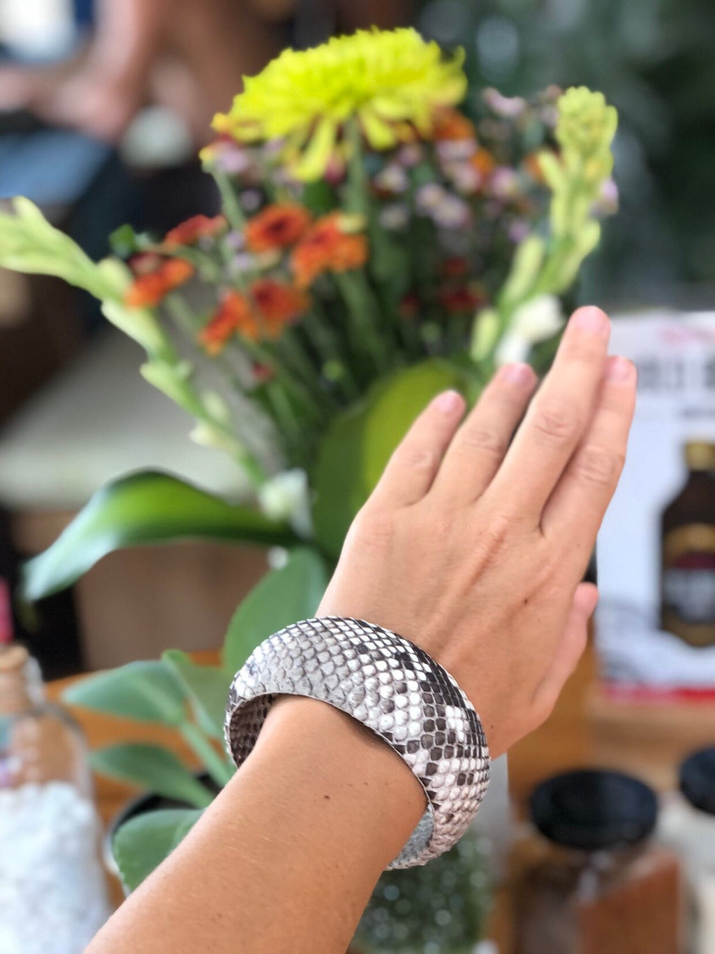 Python Skin Round Bracelet — Gray (Ready to Ship)