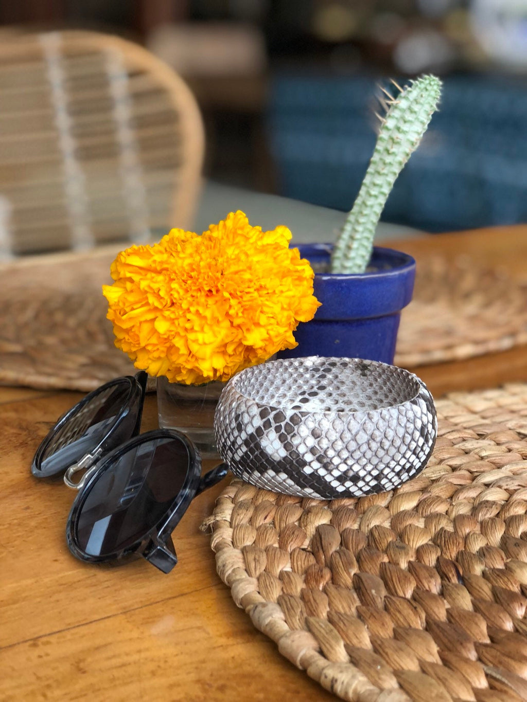 Python Skin Round Bracelet — Gray (Ready to Ship)