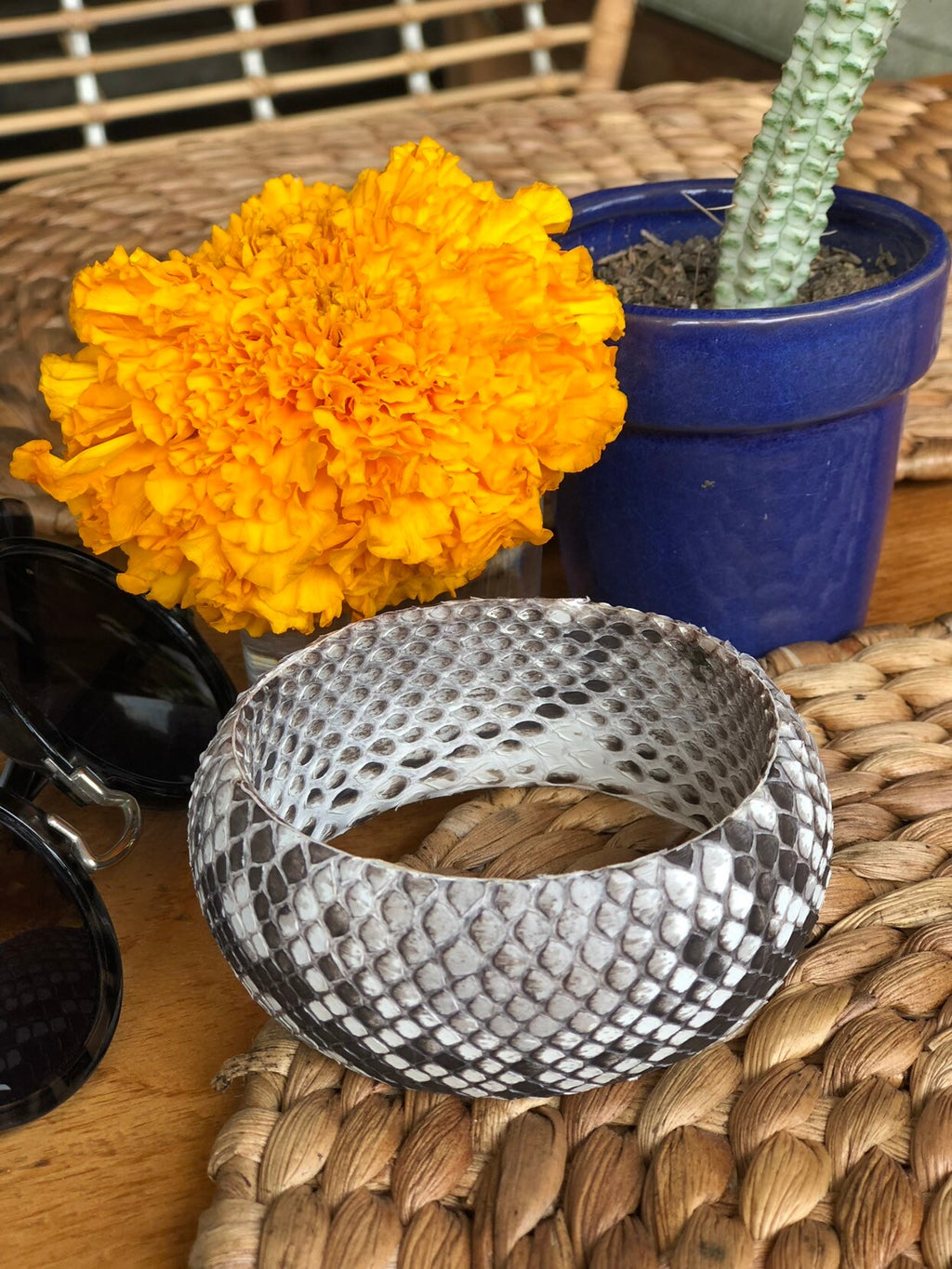 Python Skin Round Bracelet — Gray (Ready to Ship)
