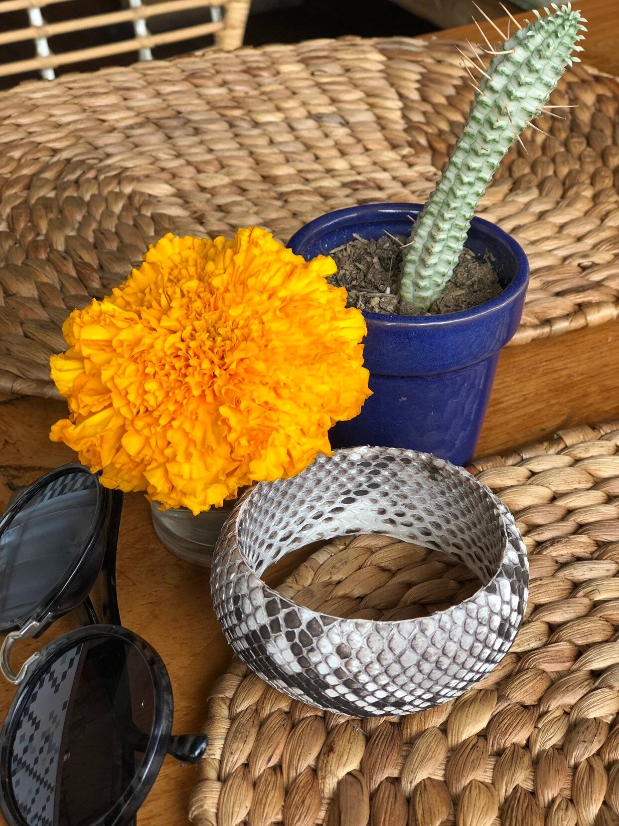 READY TO SHIP Genuine python skin  round bracelet, pythonskin leather bracelet, bangle gray leather bracelet, wide bracelet python