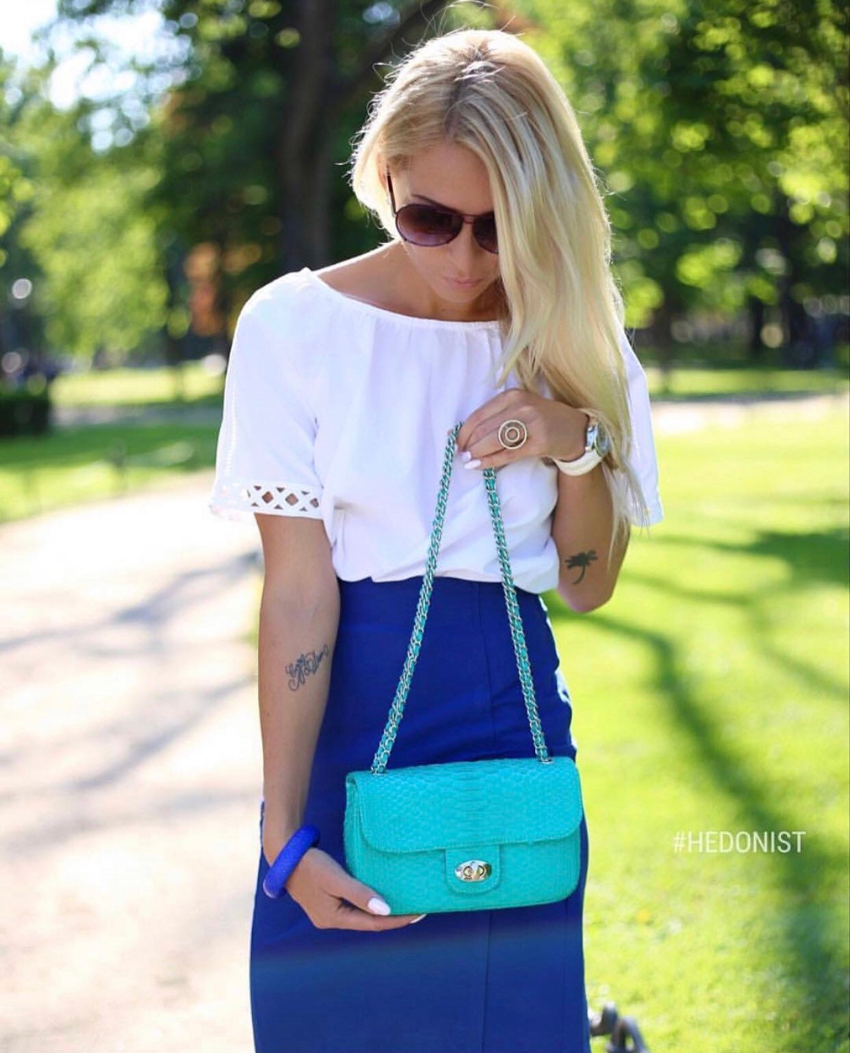 Genuine Python Skin MIDI Bag — Tiffany Turquoise