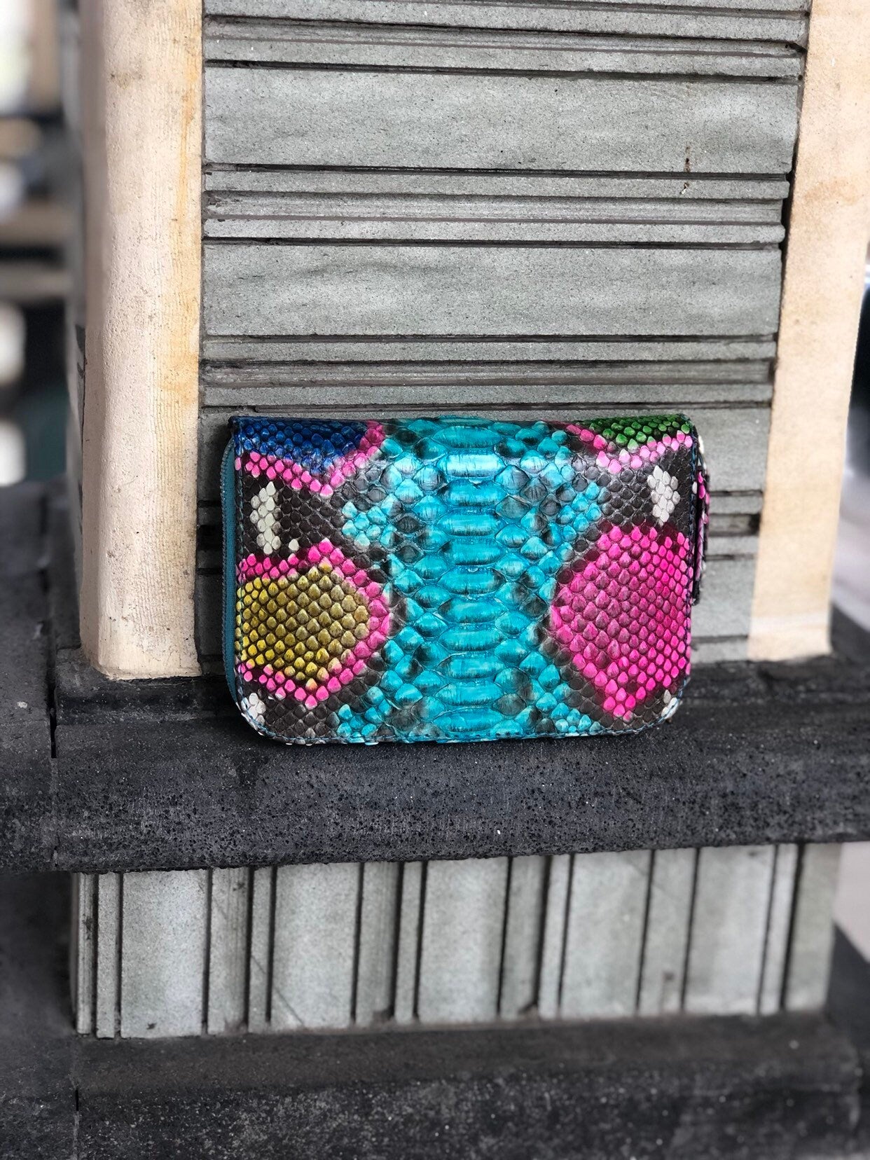 Genuine Python Skin Wallet — Multicolor