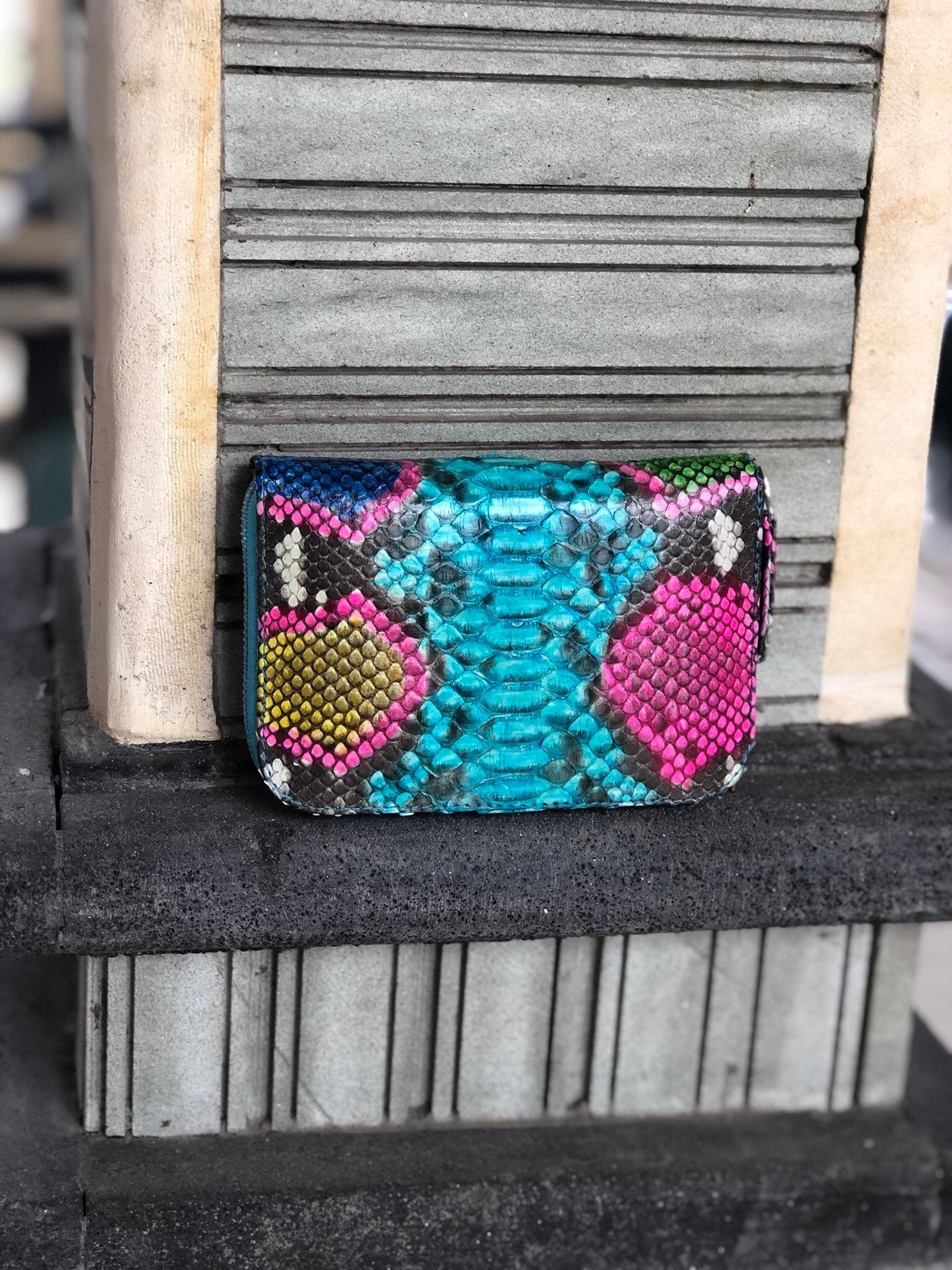 Genuine python skin wallet — Red
