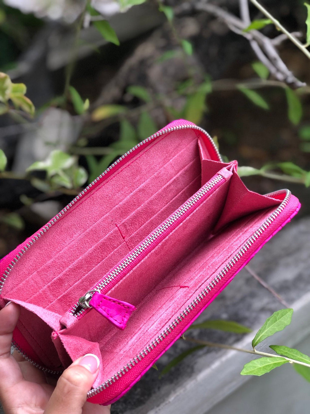 Genuine Python Skin Wallet — Fuchsia