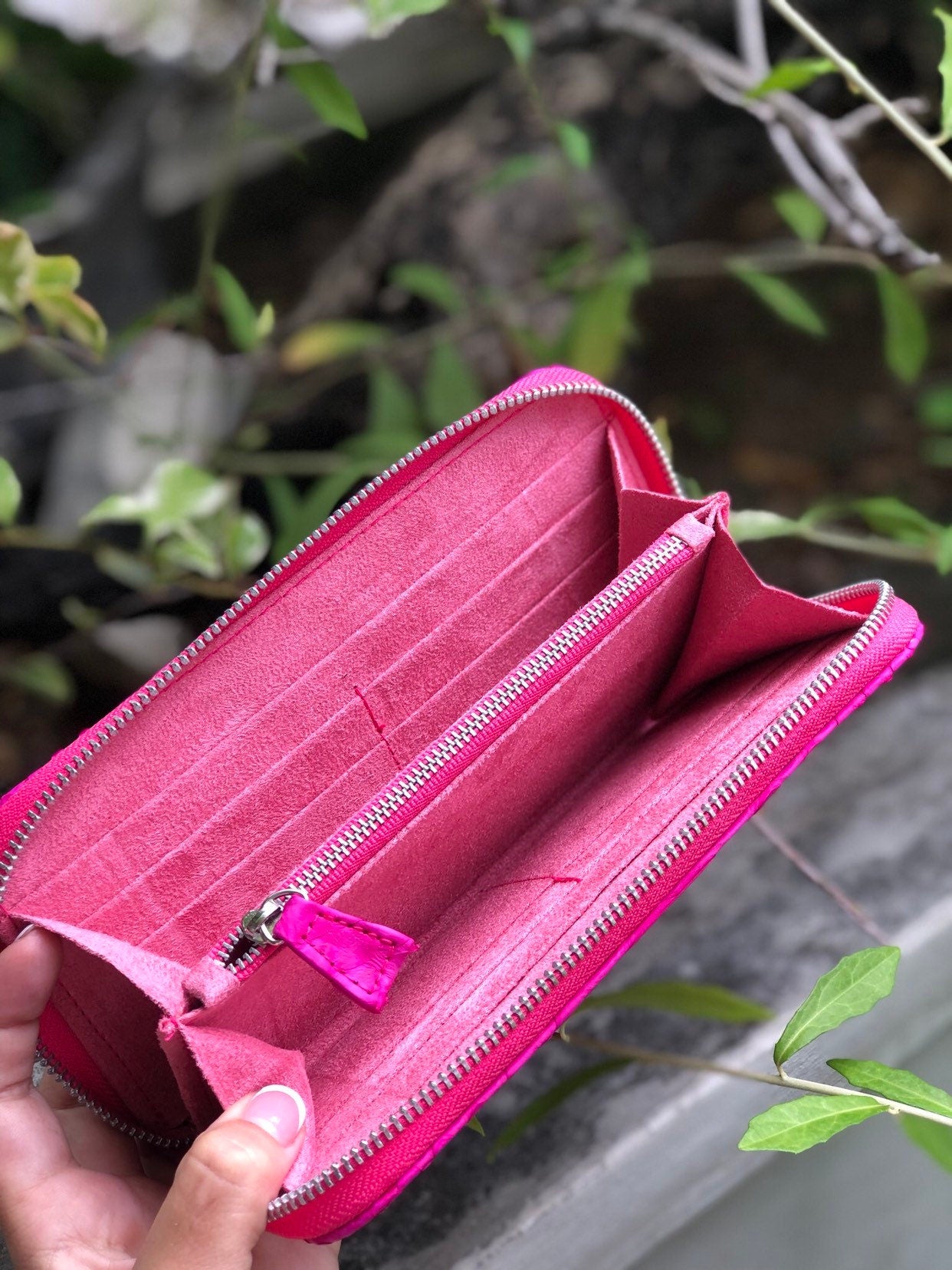 Genuine Python Skin Wallet — Fuchsia