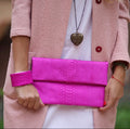 Genuine Python Skin Fuchsia Clutch (Ready to Ship)