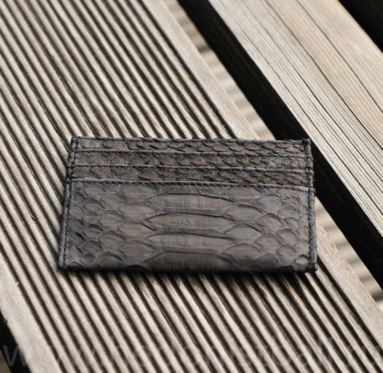 Genuine Python Skin Card Holder — Black