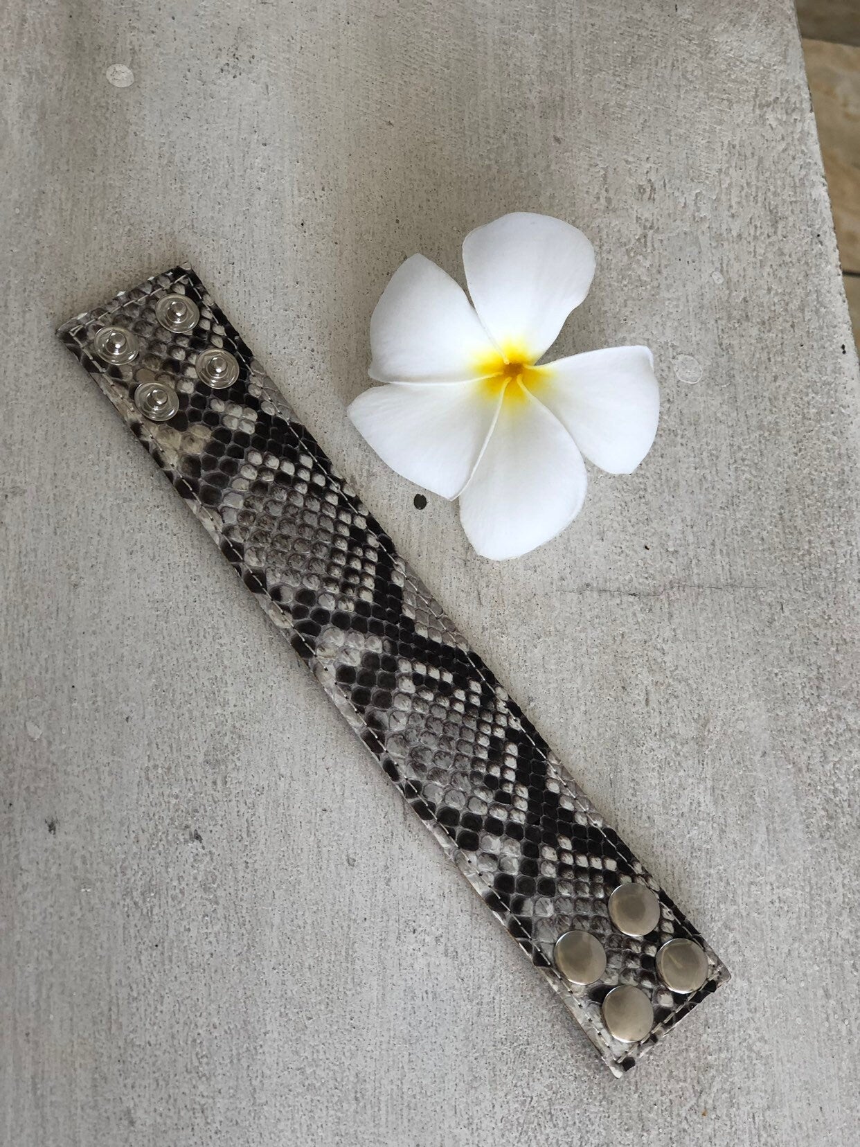 READY TO SHIP Genuine Python Skin Bracelet Snake Print Leather Bracelet | Handmade Leather Bracelet Flat | Bracelet Woman | Leather Bracelet