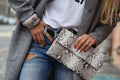 Clutch Genuine Python Skin  Grey Clutch Uncolored