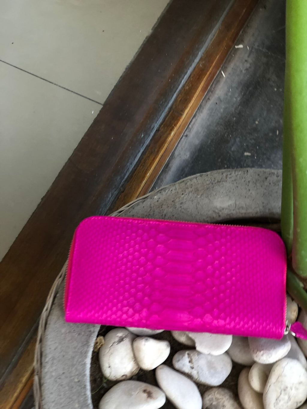 Genuine Python Skin Wallet — Fuchsia