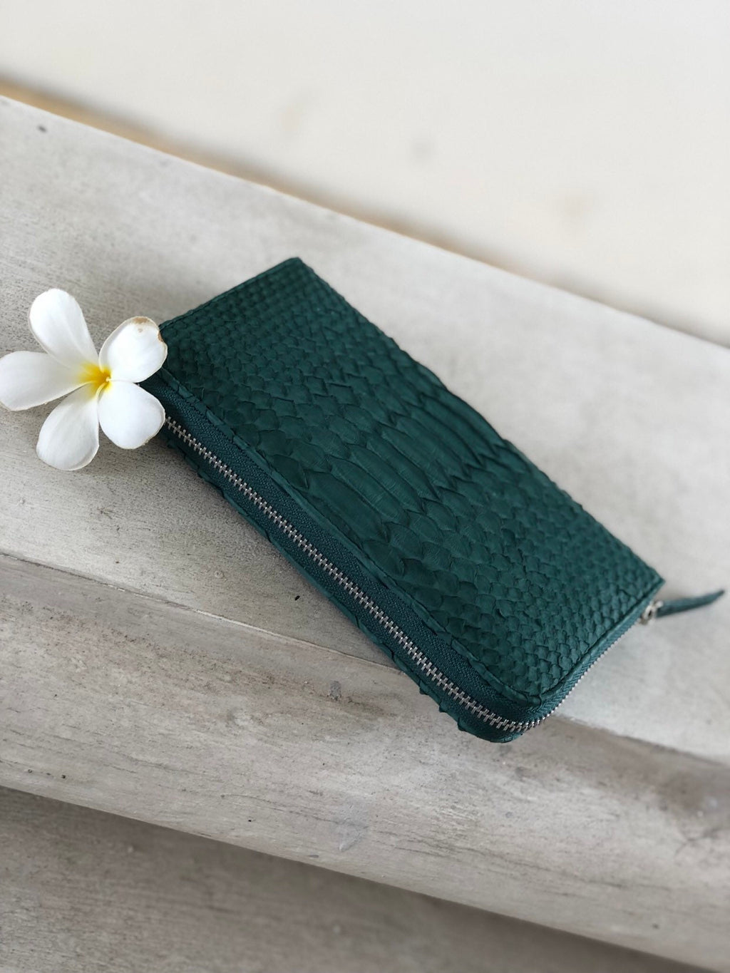 Genuine Python Skin Wallet — Dark Green