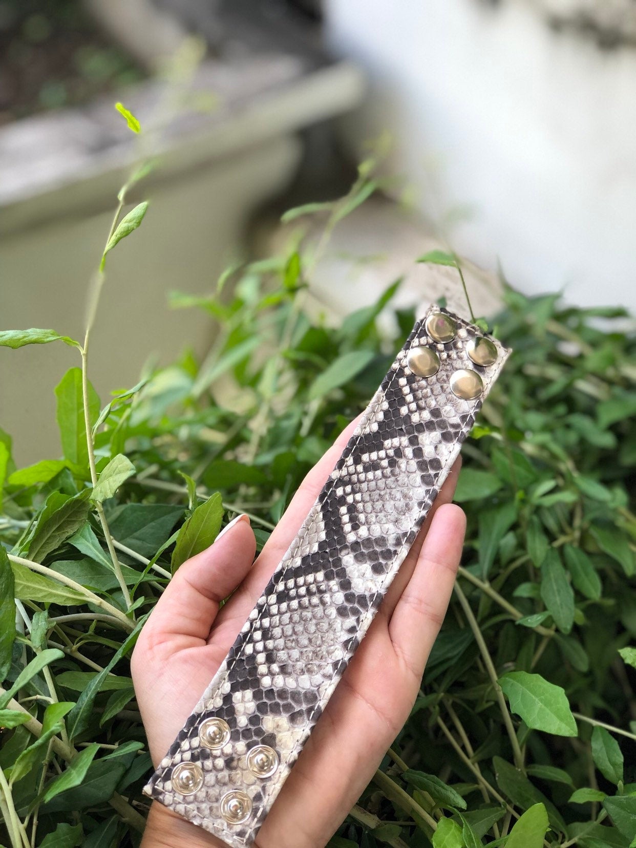 Genuine Python Skin Bracelet SnakePrint Leather Bracelet
