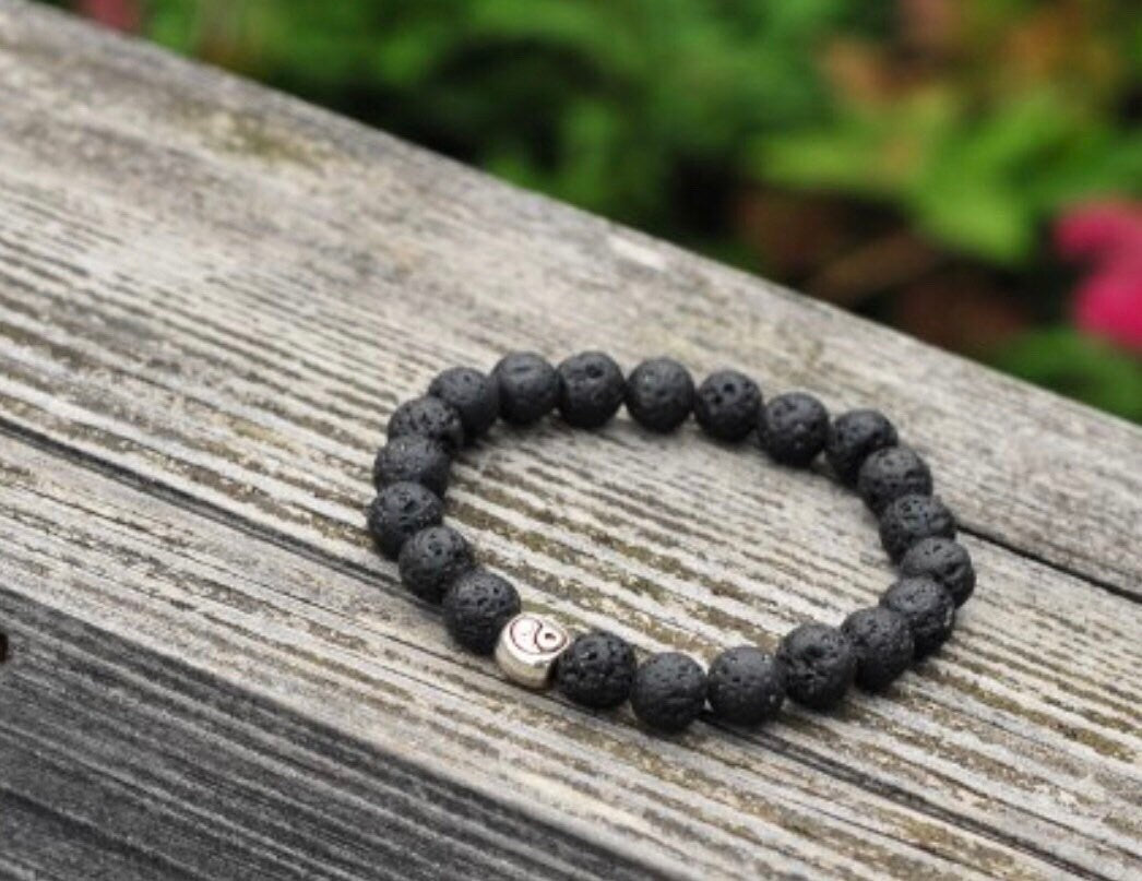 Couples Bracelet Set — Lava Stone Yin Yang