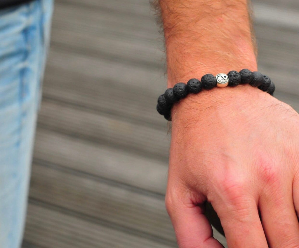 Couples Bracelet Set — Lava Stone Yin Yang