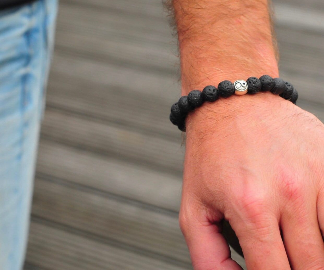 Couples Bracelet Set — Lava Stone Yin Yang
