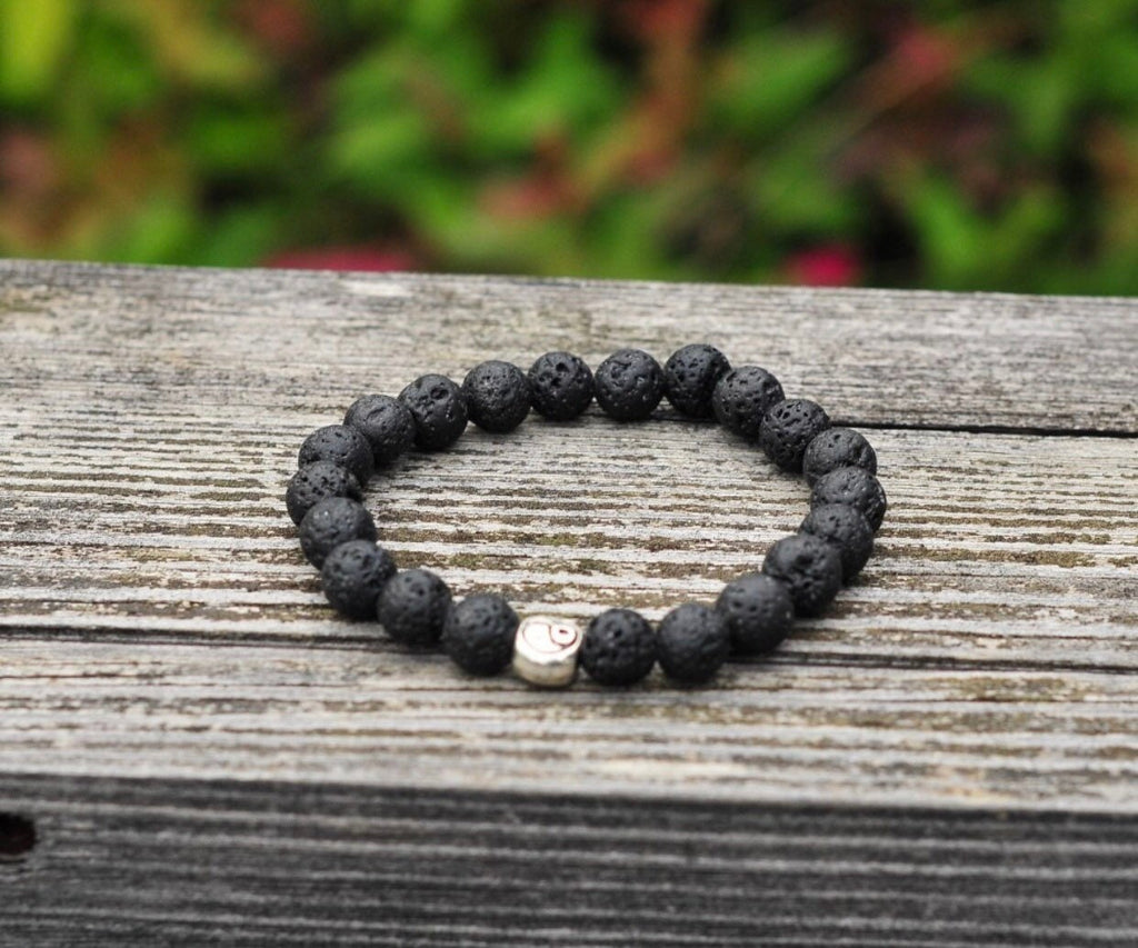 Couples Bracelet Set — Lava Stone Yin Yang