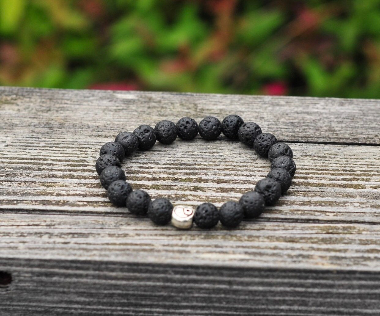 Couples Bracelet Set — Lava Stone Yin Yang