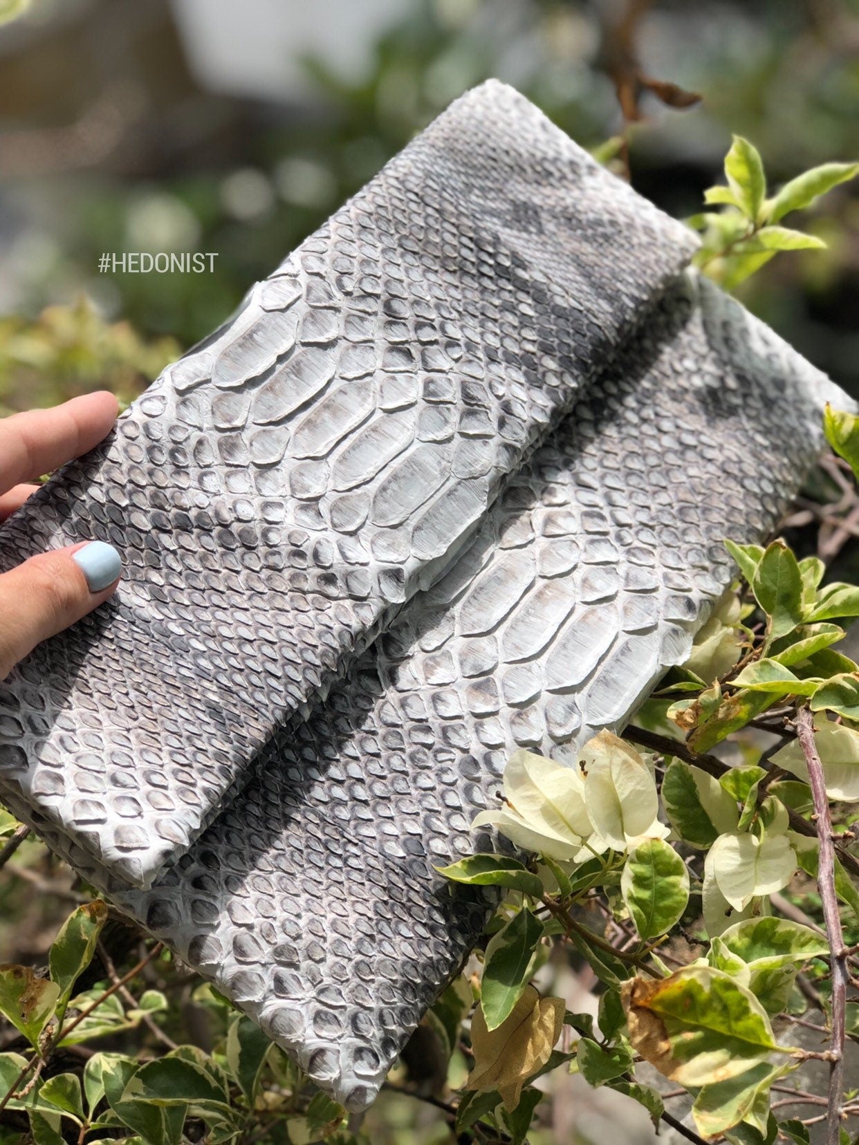 Clutch Genuine Python Skin  Grey Clutch Uncolored