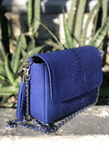 Genuine Python Skin Crossbody Bag — Dark Blue