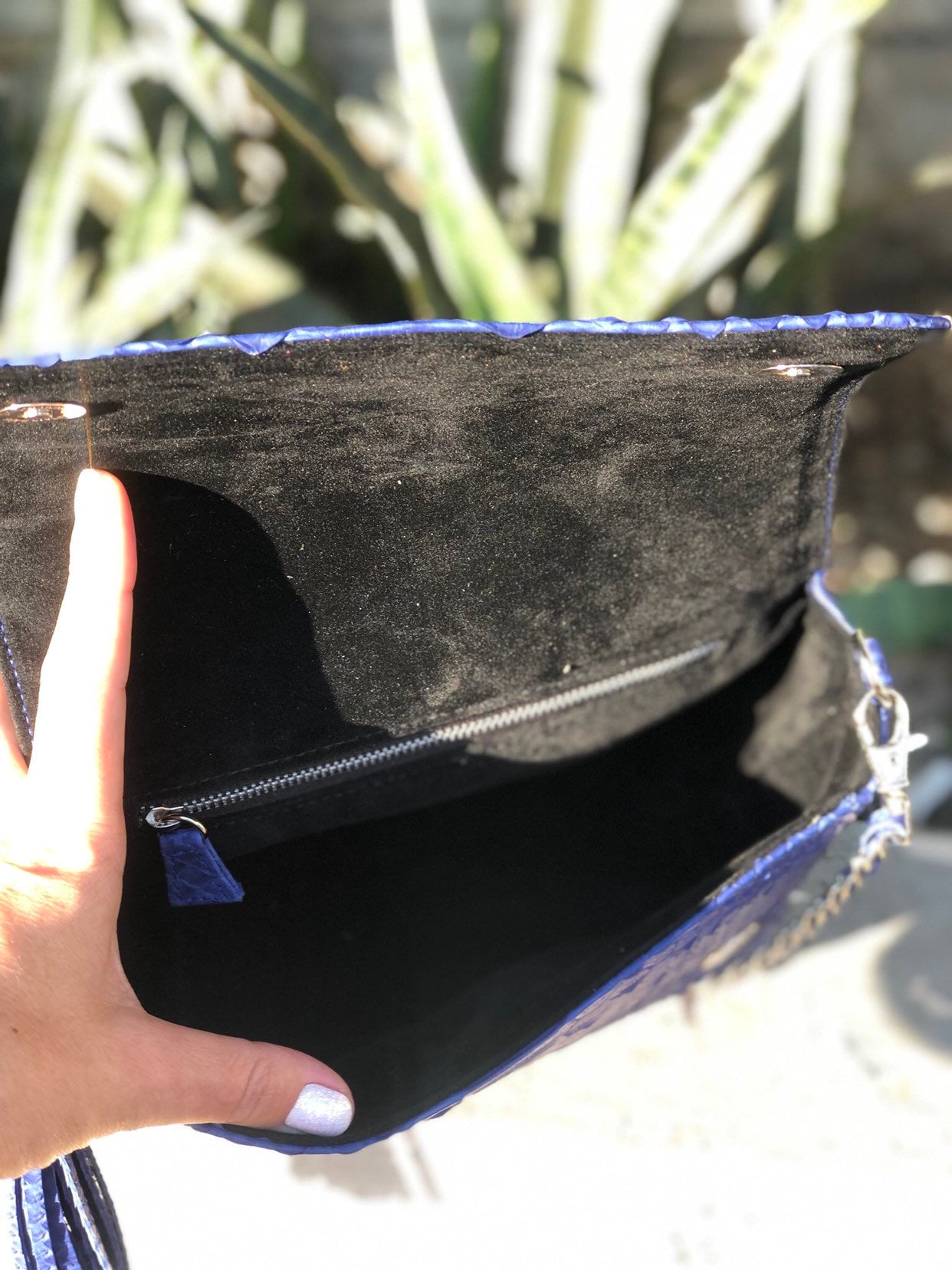 Genuine Python Skin Crossbody Bag — Dark Blue