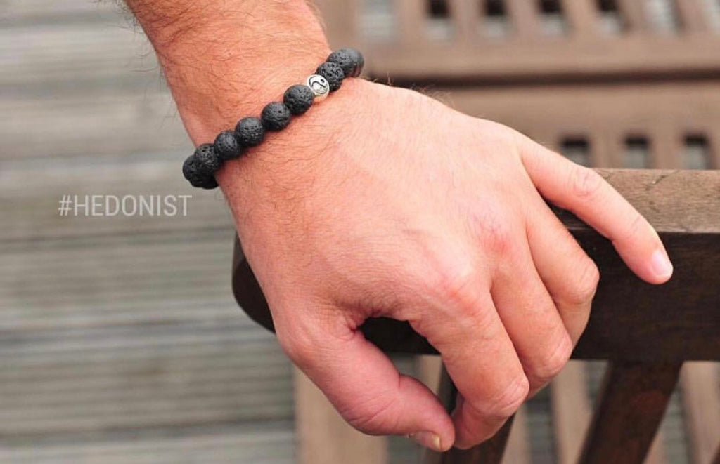 Couples Bracelet Set — Lava Stone Yin Yang