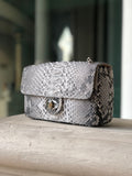 Genuine Python Skin Crossbody Bag — Natural Gray