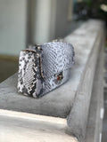Genuine Python Skin Crossbody Natural Scale Gray Bag — Red