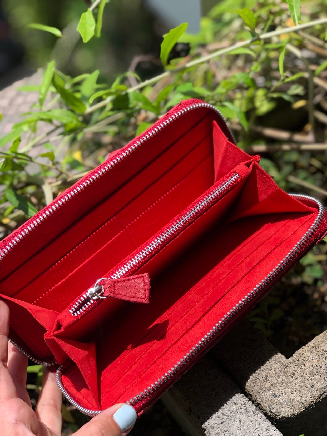 Red Genuine Python Skin Feng Shui Unisex Wallet