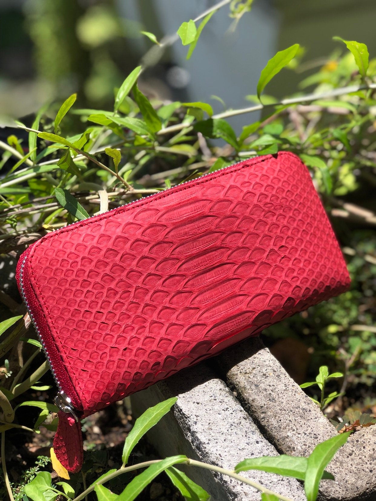Red Genuine Python Skin Feng Shui Unisex Wallet