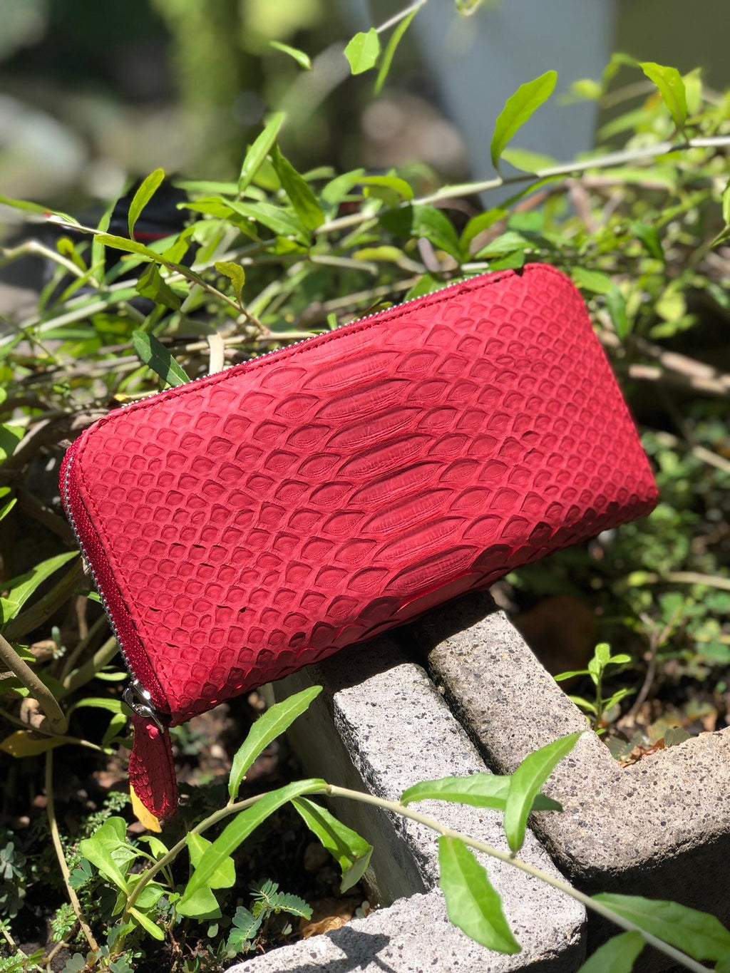 Genuine Python Skin Feng Shui Wallet — Red