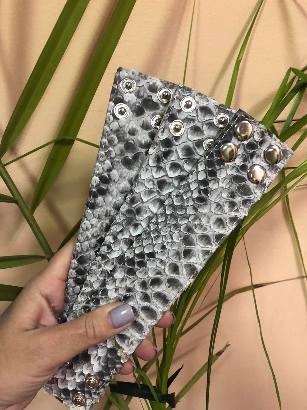 READY TO SHIP Genuine Python Skin Bracelet Snake Print Leather Bracelet