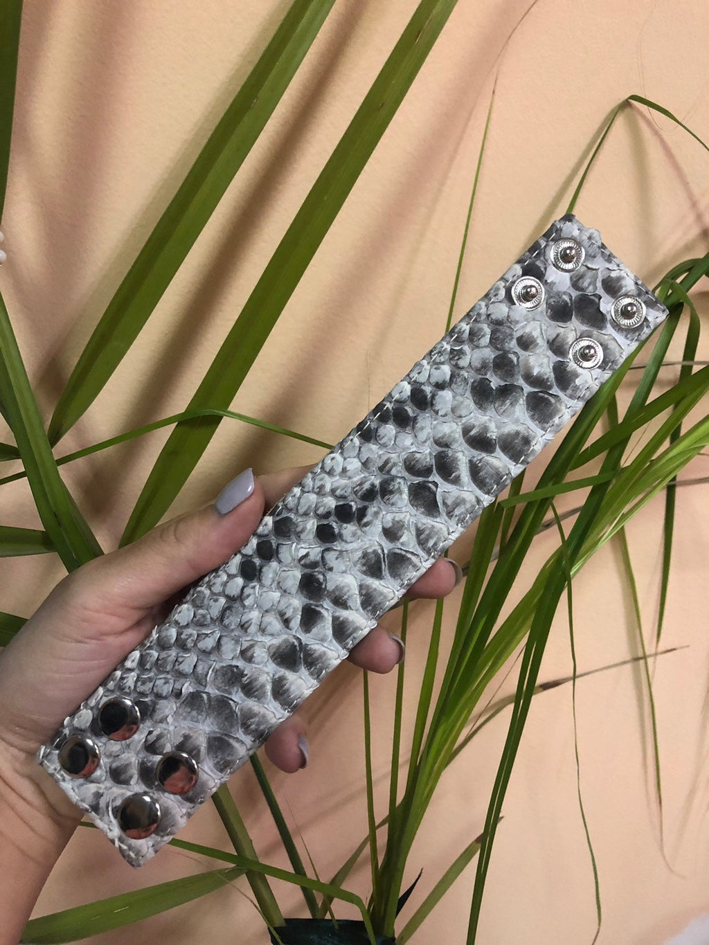 READY TO SHIP Genuine Python Skin Bracelet Snake Print Leather Bracelet
