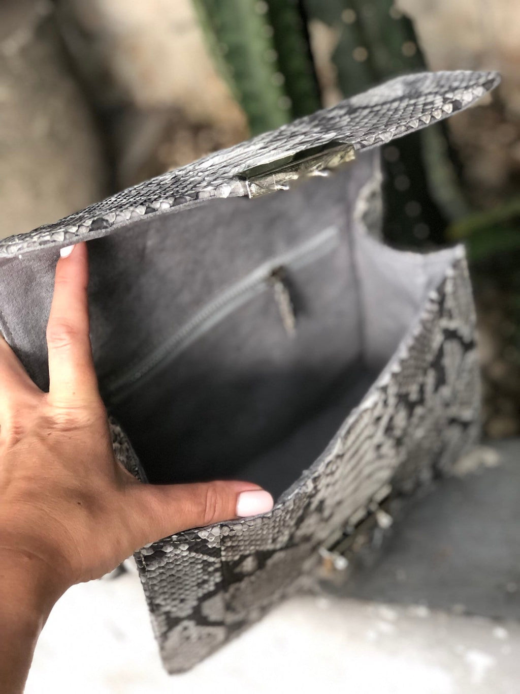 Genuine Python Skin Chain Crossbody Bag