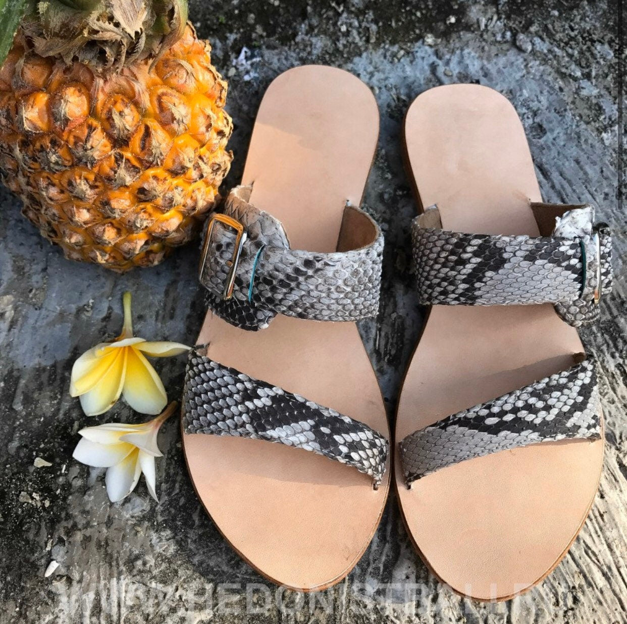 Python skin sandal — Red