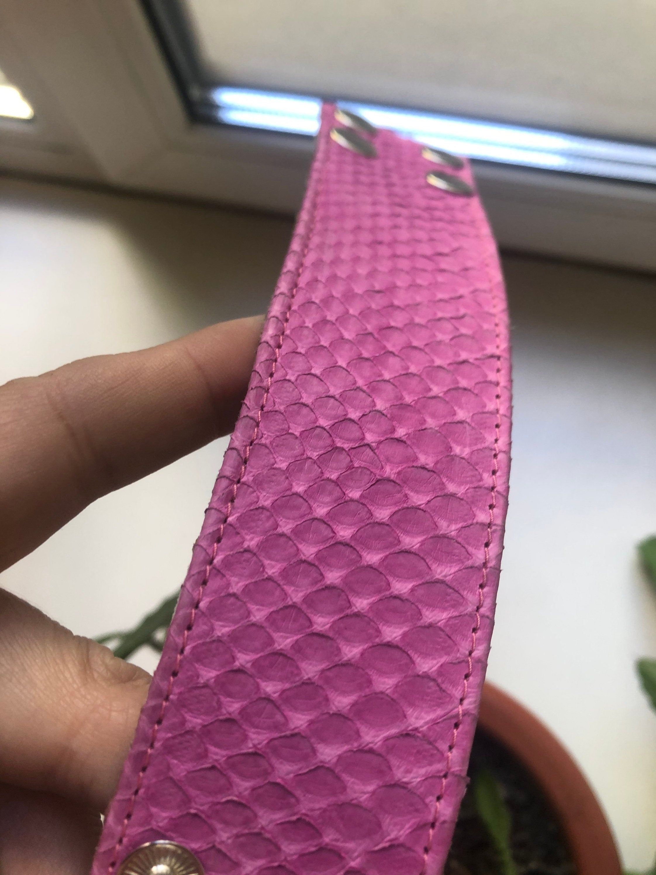 Pink Genuine Python Skin Bracelet