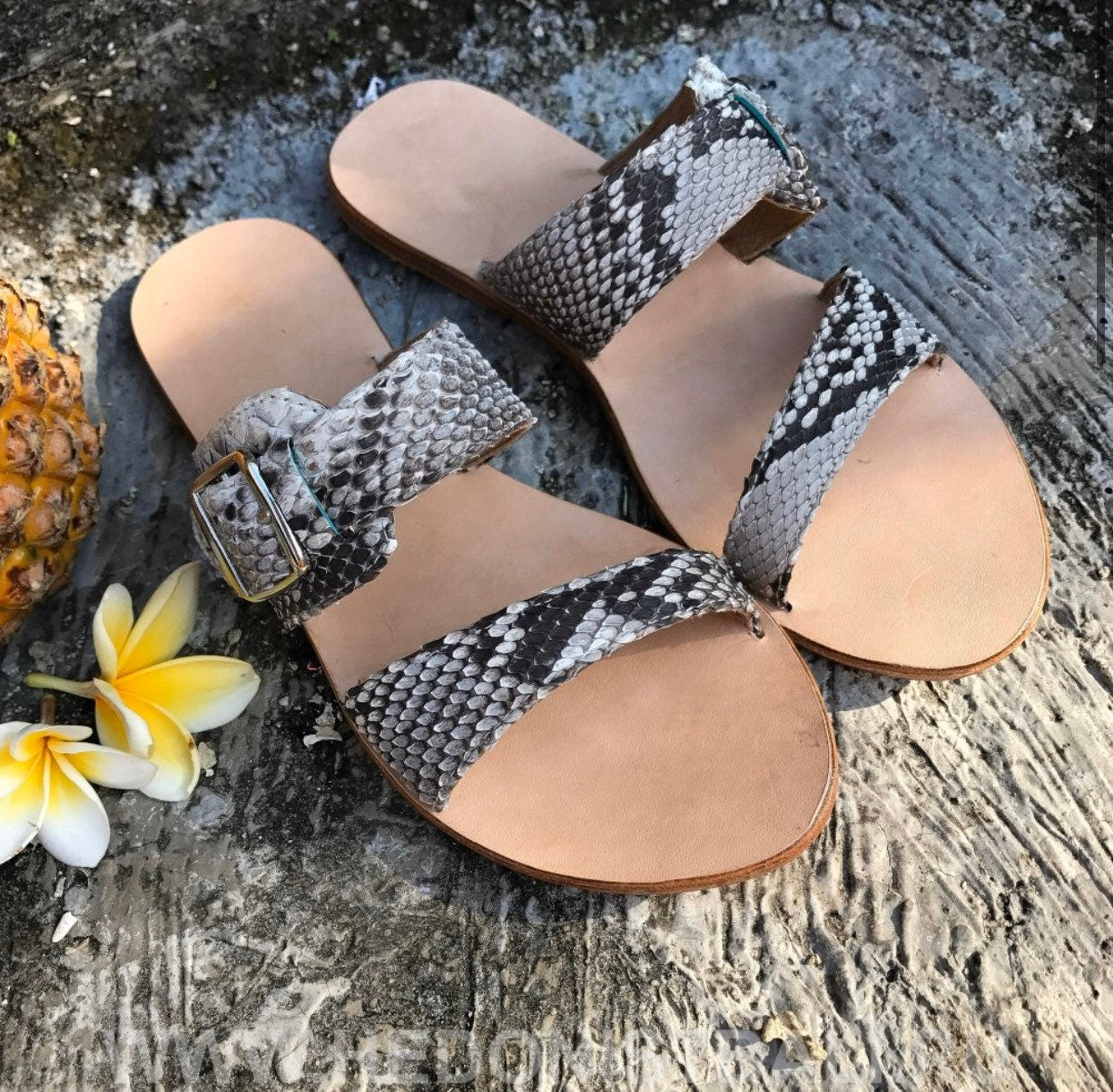 Python skin sandal | Women summer sandals | leather flops | genuine python skin shoes |  summer shoes | flat woman shoes | designer sandal