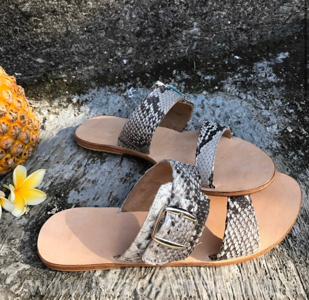 Python Skin Sandal — Flat